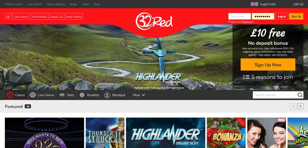 32Red Screenshot