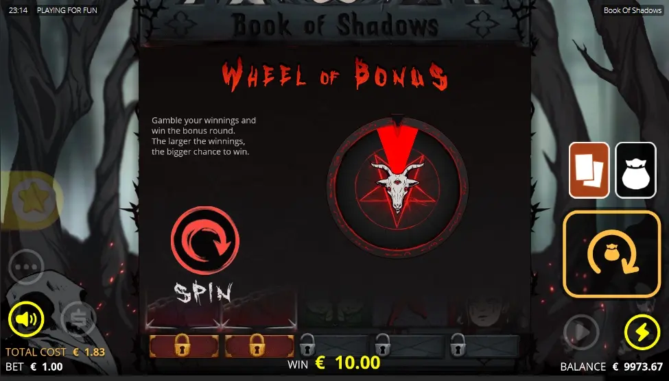 Book of Shadows Wheel of Bonus